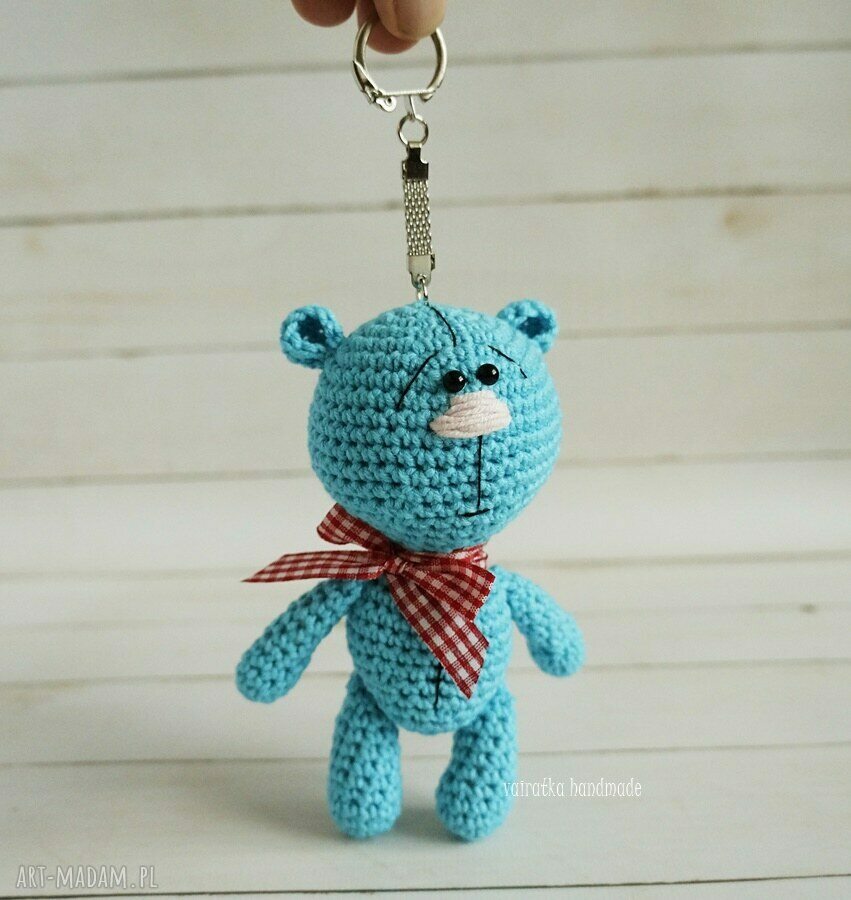 breloki: Turkusowy miś zawieszka Ręcznie wykonane