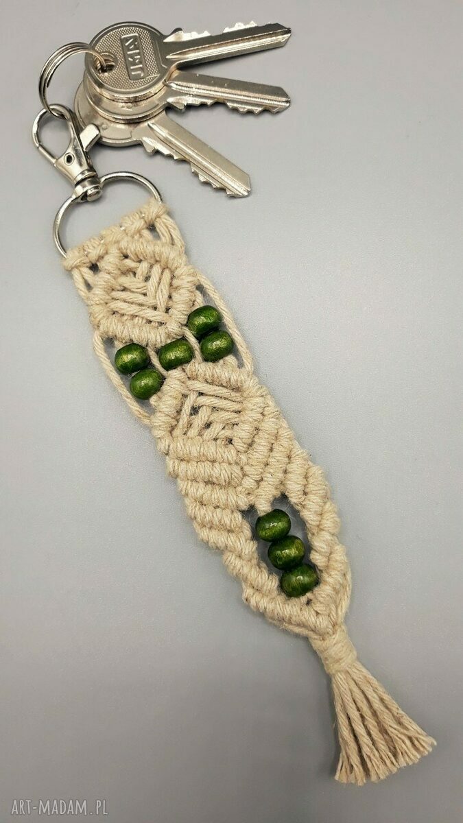 Brelok boho „LEN#2” - zawieszka z lnu do kluczy, torby lub plecaka