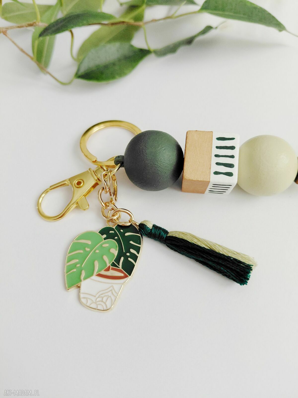 Drewniany brelok Monstera Plantlover - zawieszka do torebki