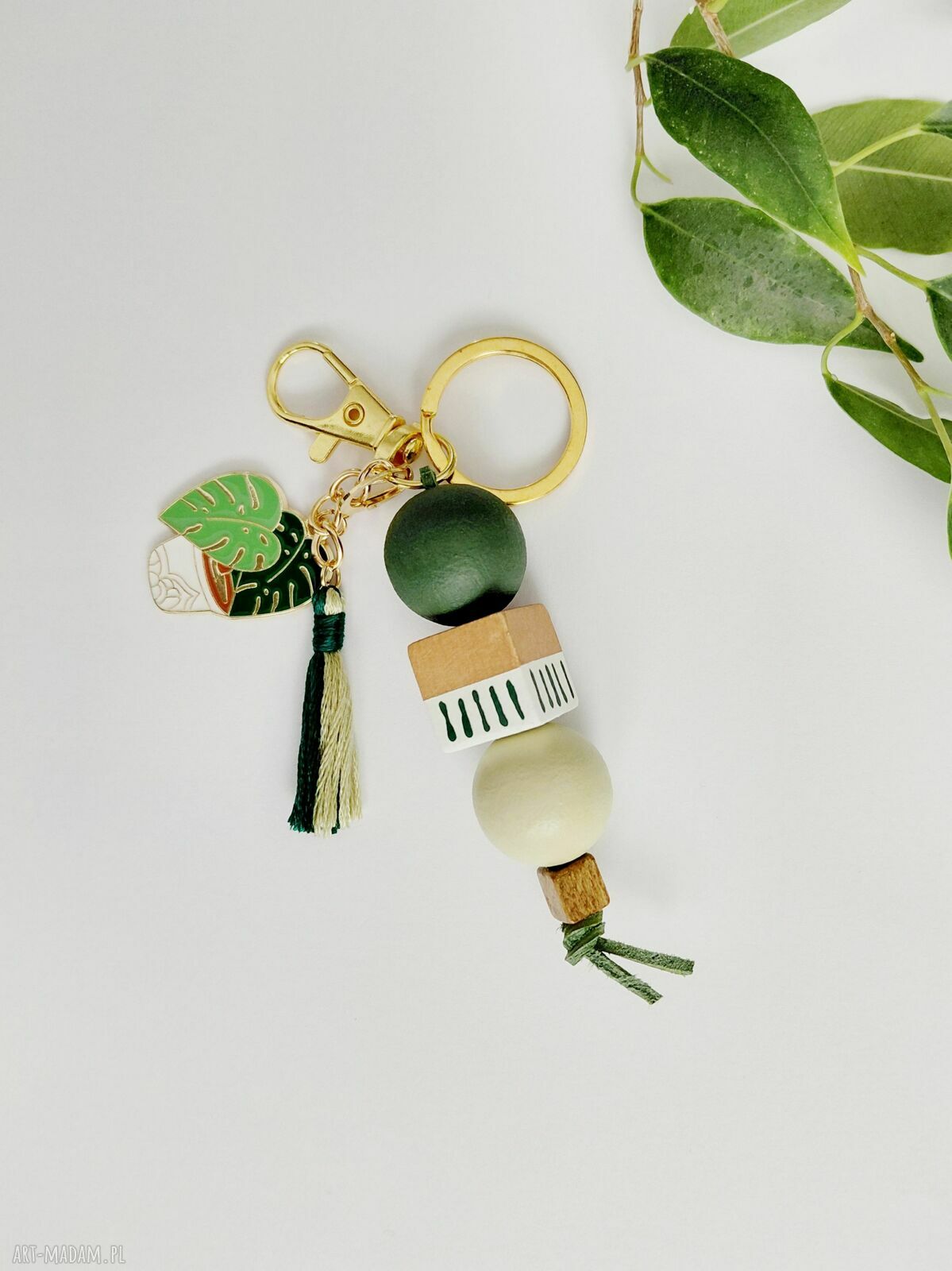 Drewniany brelok Monstera Plantlover - zawieszka do torebki