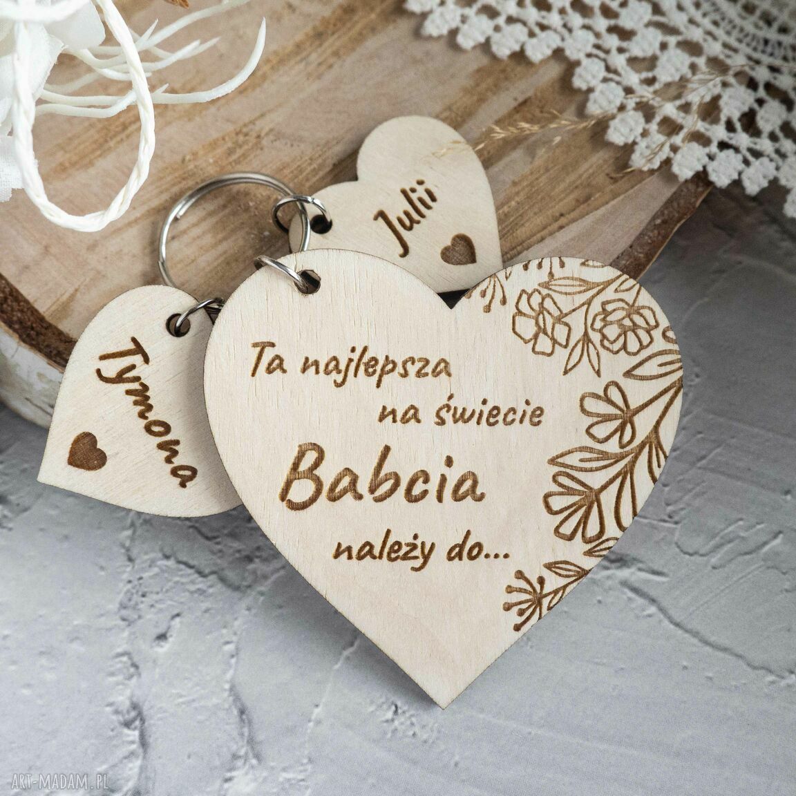 Personalizowany brelok serce dla Babci i Dziadka - imiona wnuków