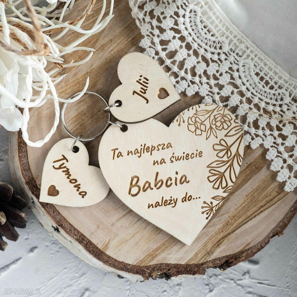 Personalizowany brelok serce dla Babci i Dziadka - imiona wnuków