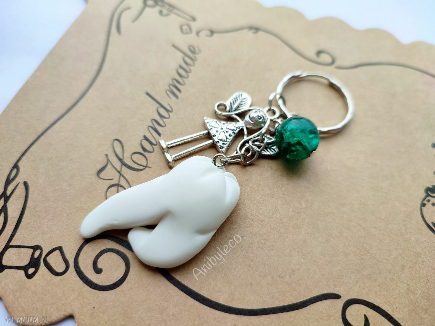 Brelok Wróżka Zębuszka - ząbek z FIMO (ok. 9 cm)