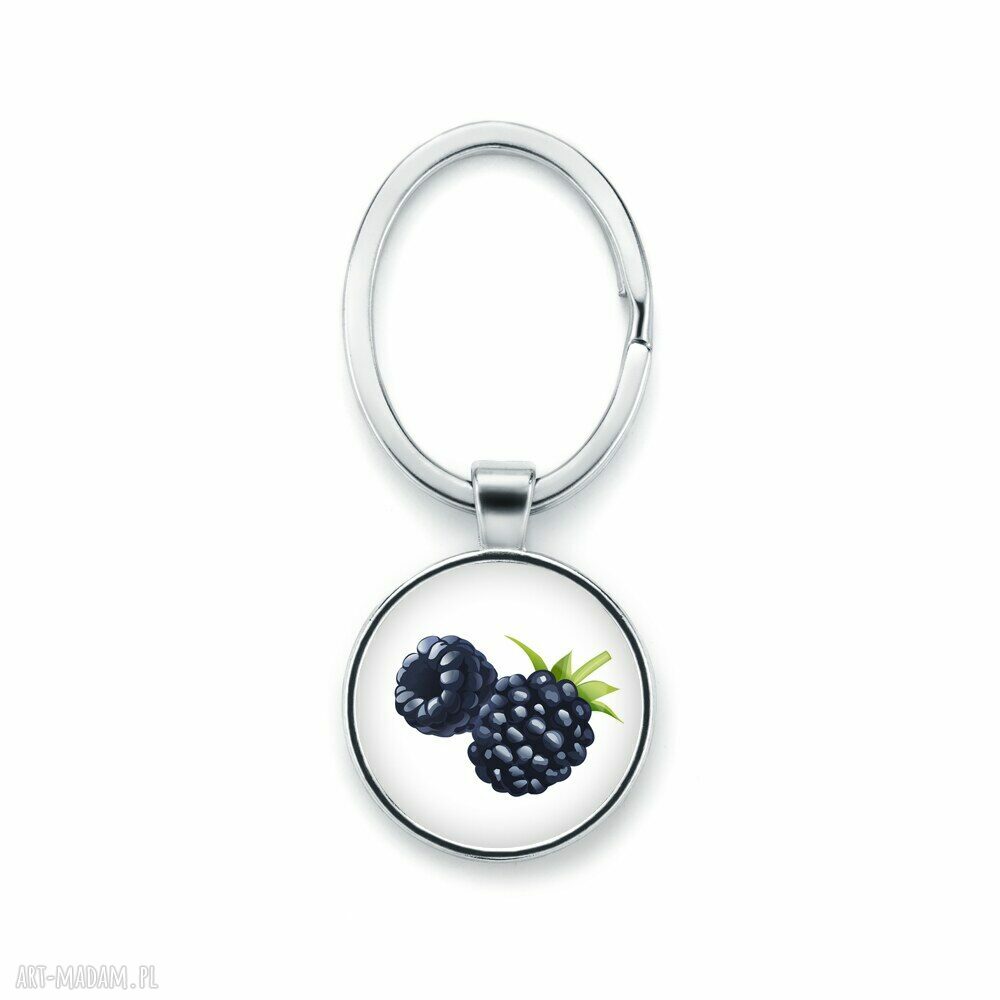 Brelok z grafiką Jeżyny - ręcznie robiony, srebrna baza, prezent