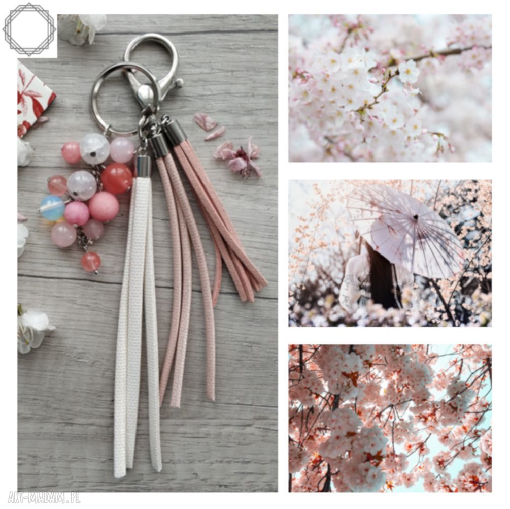 Brelok z kamieniami naturalnymi CHERRY BLOSSOM