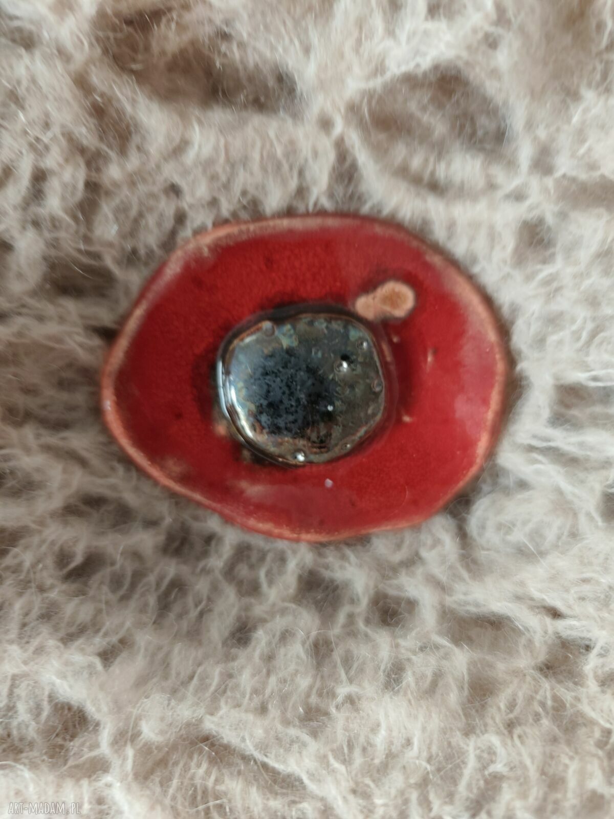 Broszka ceramiczna - mak Wolna Chwila 7x5 cm