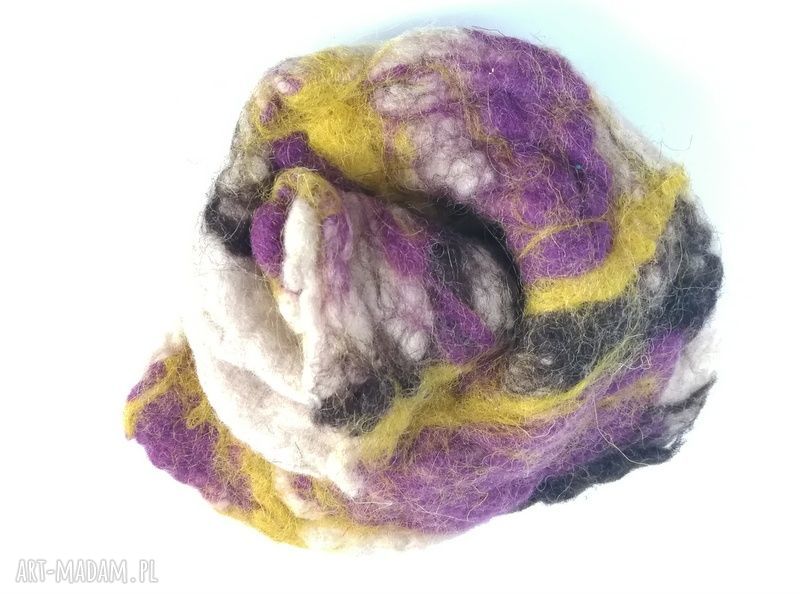Duża jesienna broszka filcowana z wełny - handmade Ruda Klara