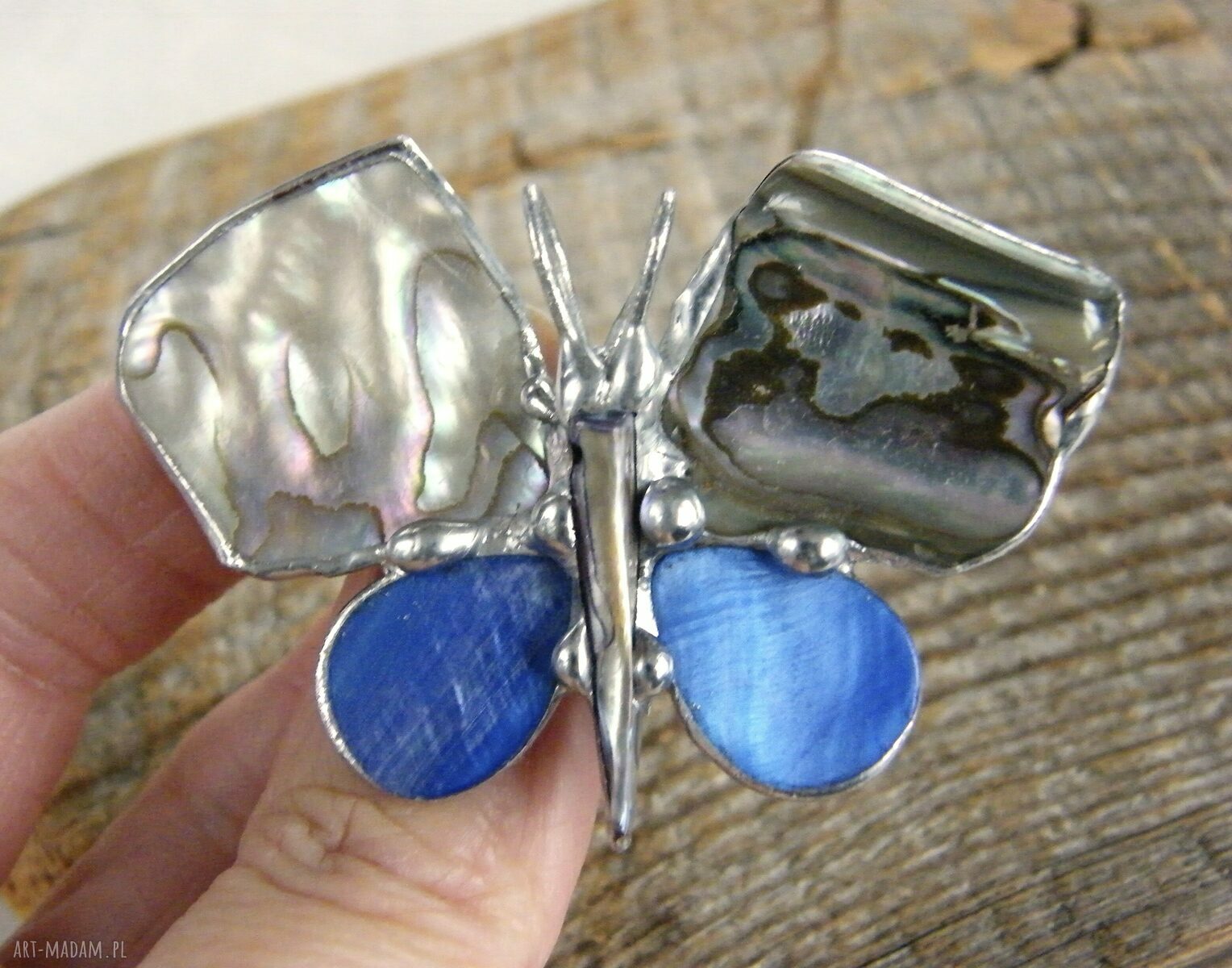 pomysł co pod choinkę: Broszka i wisior 2 w 1 Motyl z muszlą abalone Tiffany