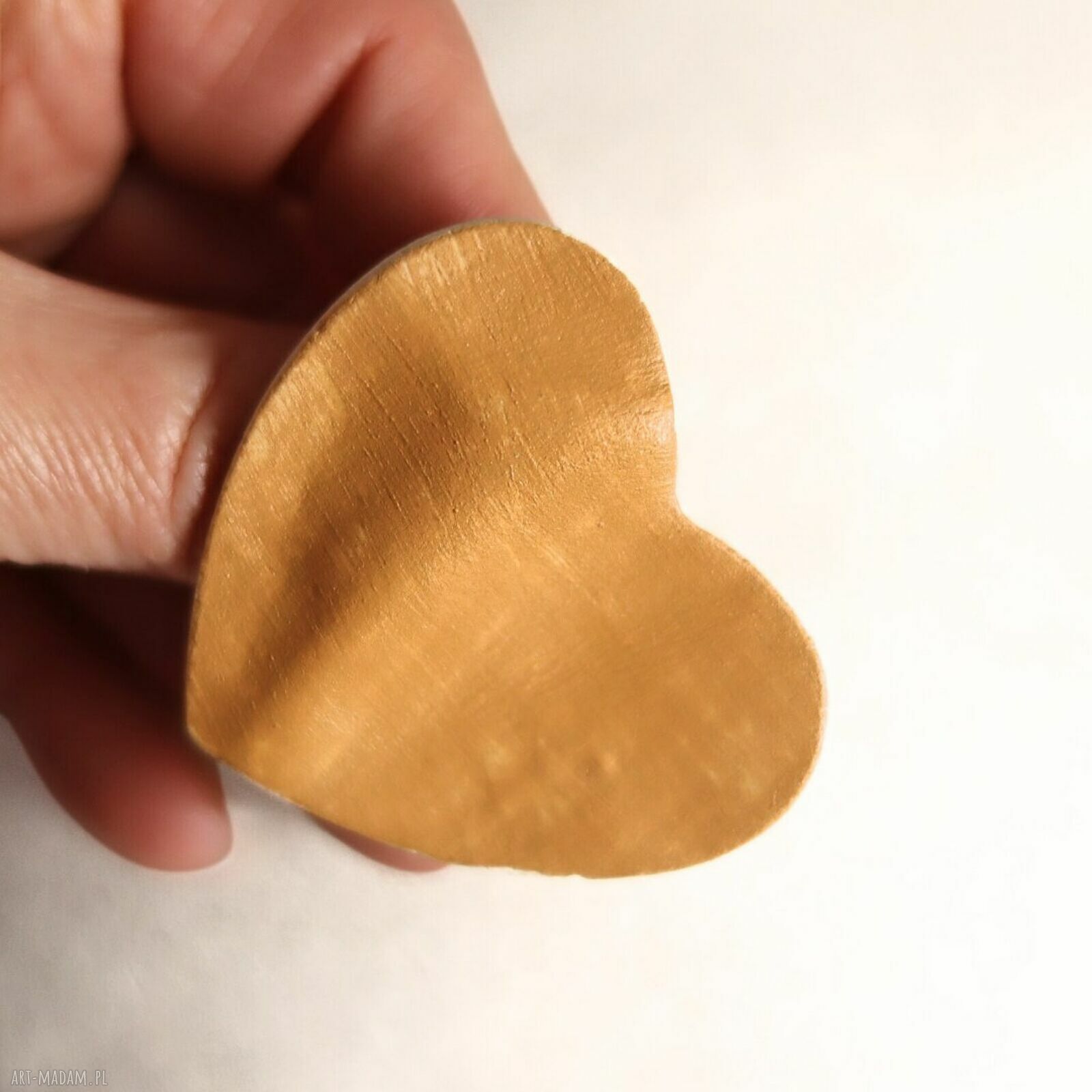 Broszka pogniecione serce - ceramika handmade