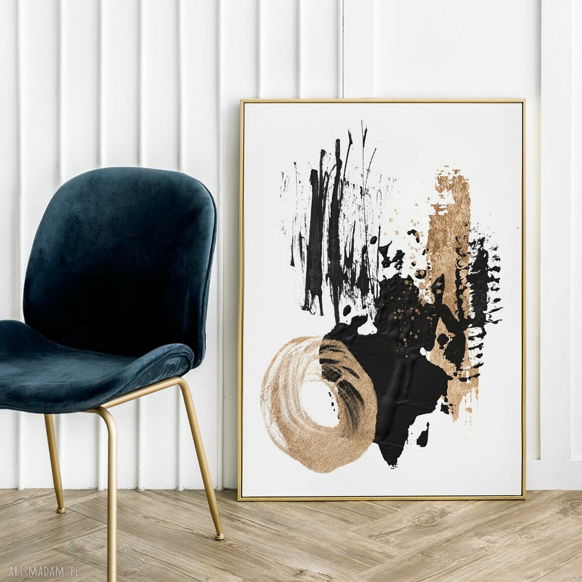 Plakat Brudne złoto 30x40 cm - subtelna abstrakcja w złotym odcieniu