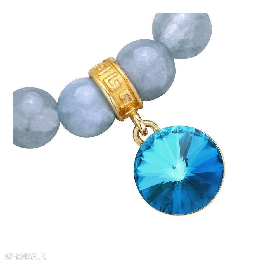 bransoletki: BRUDNONIEBIESKA BRANSOLETKA Z ANHYDRYTU ZDOBIONA KRYSZTAŁEM SWAROVSKI® CRYSTAL