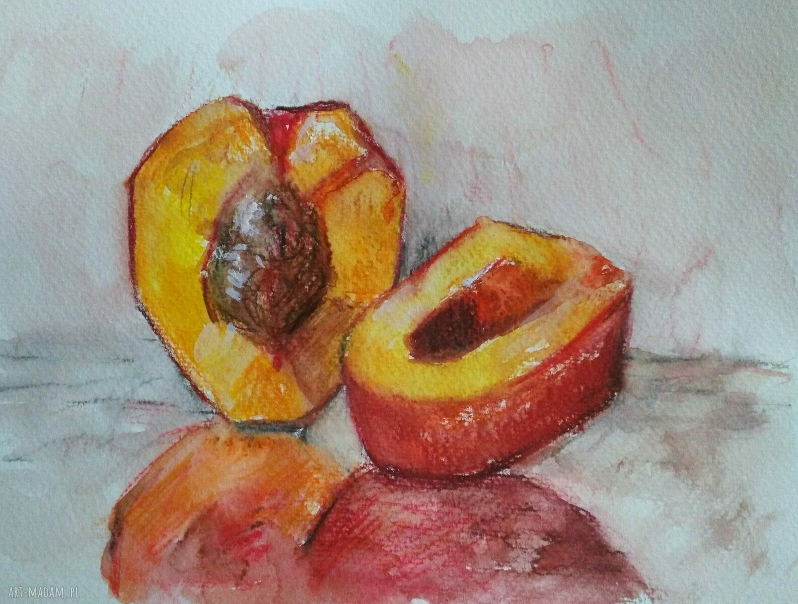 Brzoskwinia - akwarela 18x24 cm, ręcznie malowany obraz Paulina Lebida