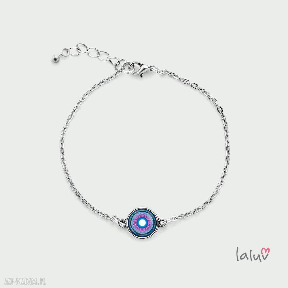 Mini bransoletka PEACE MANDALA - srebrna baza, ręcznie robiona