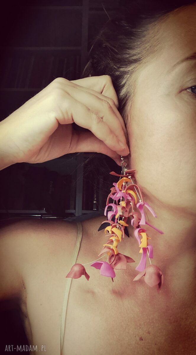 Kolczyki bujne kolorowe w stylu Frida i Hawaje - lekkie boho