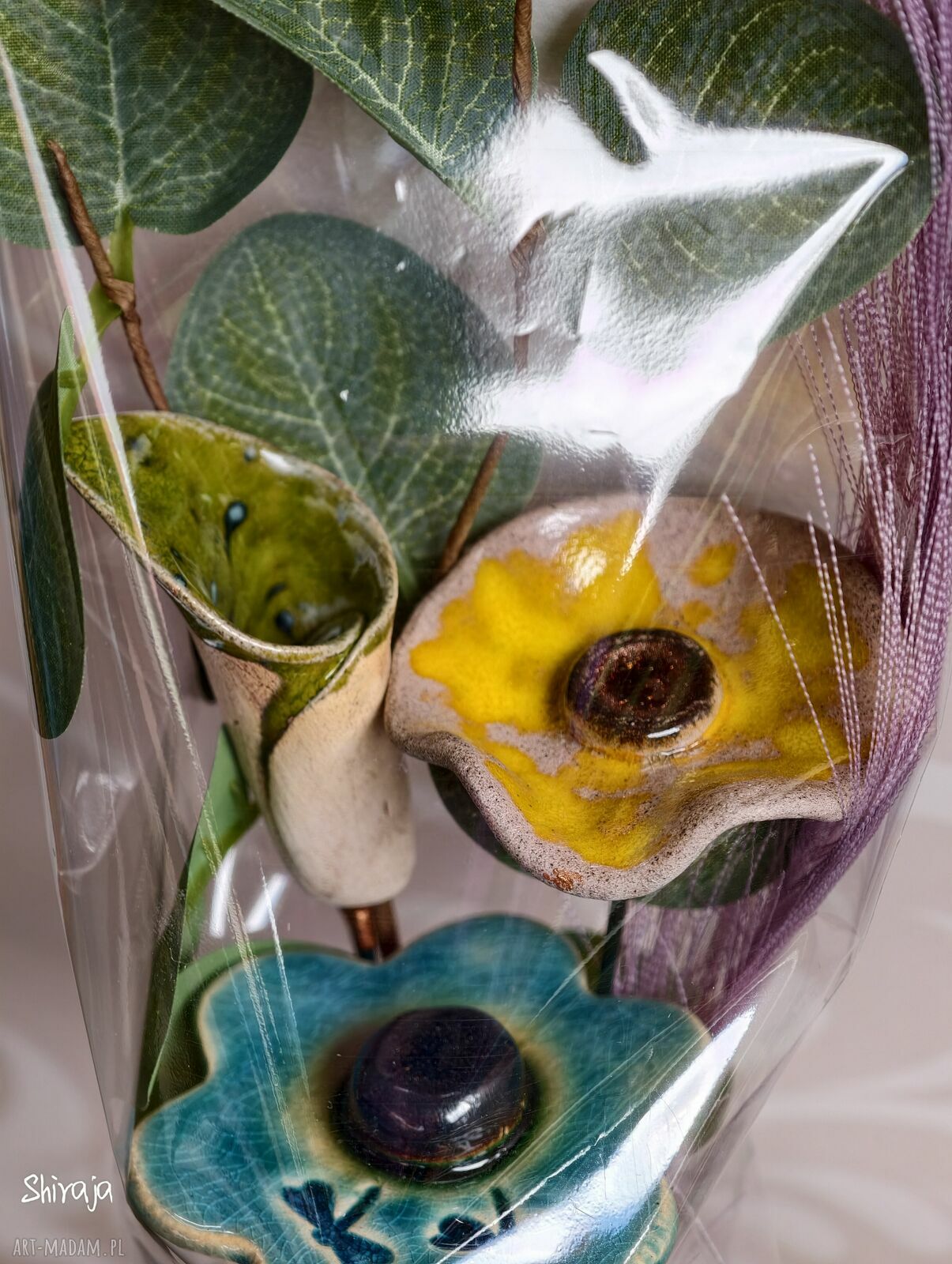 Bukiet ceramicznych kwiatów handmade B7