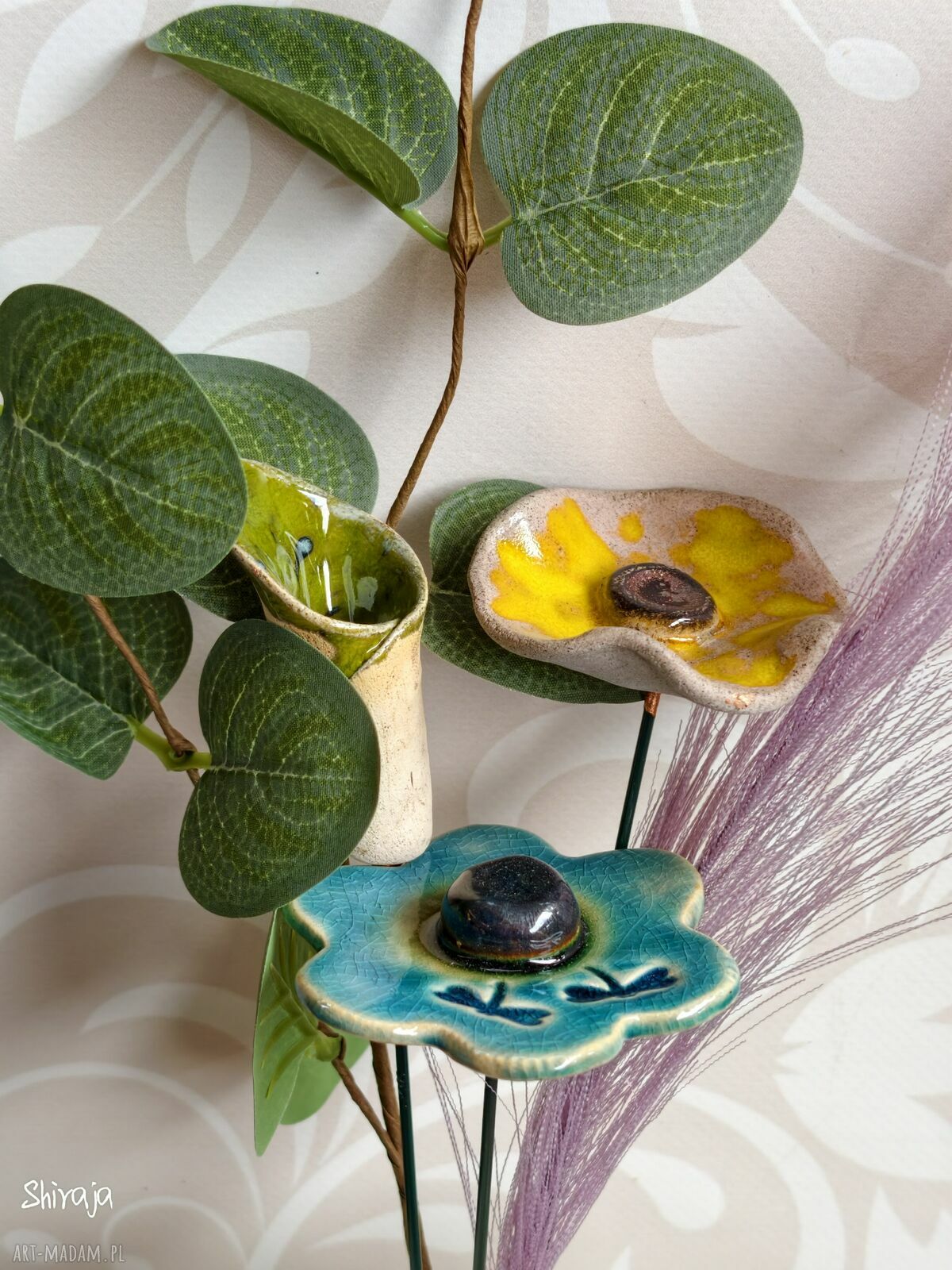 Bukiet ceramicznych kwiatów handmade B7