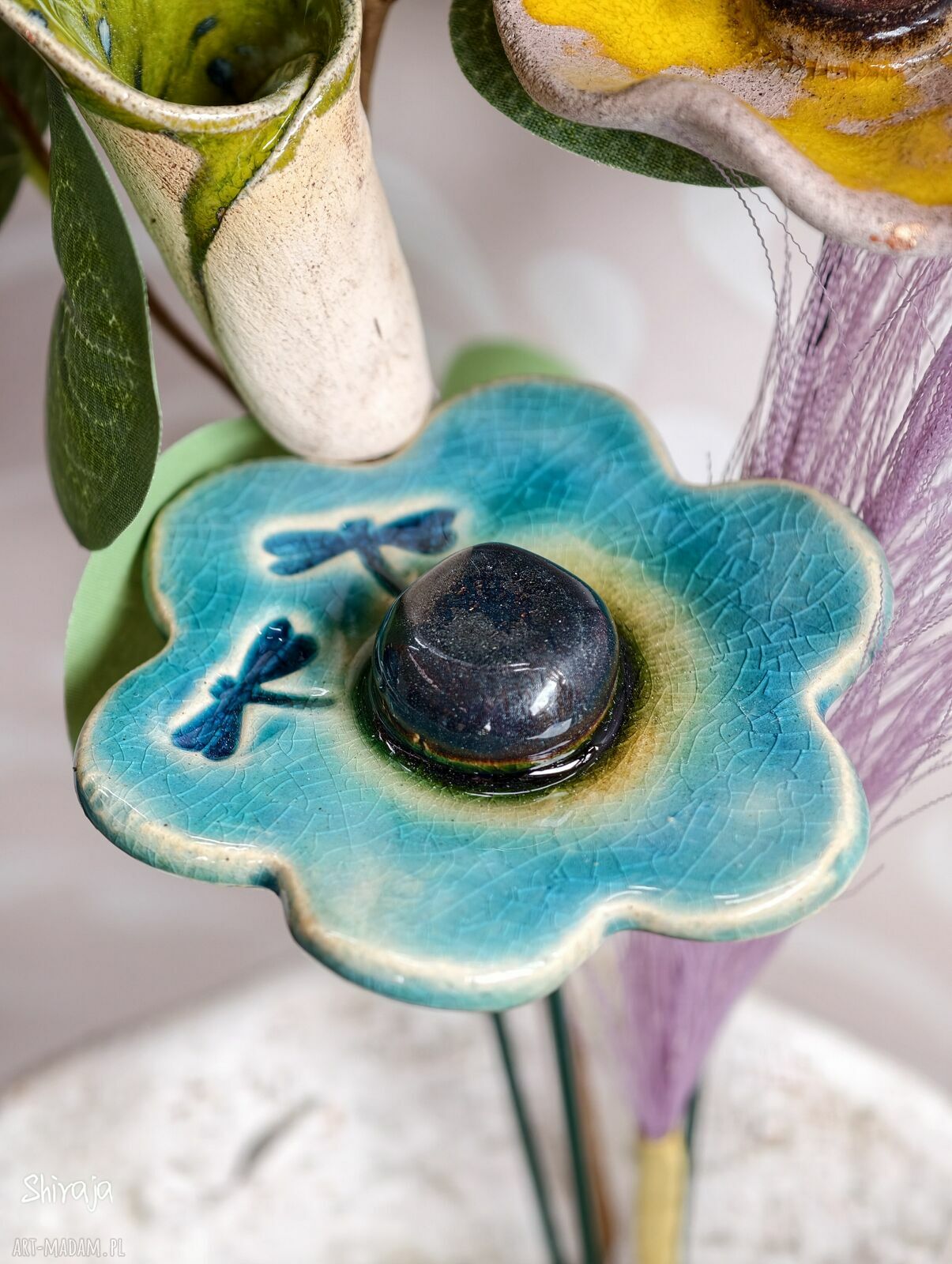 Bukiet ceramicznych kwiatów handmade B7