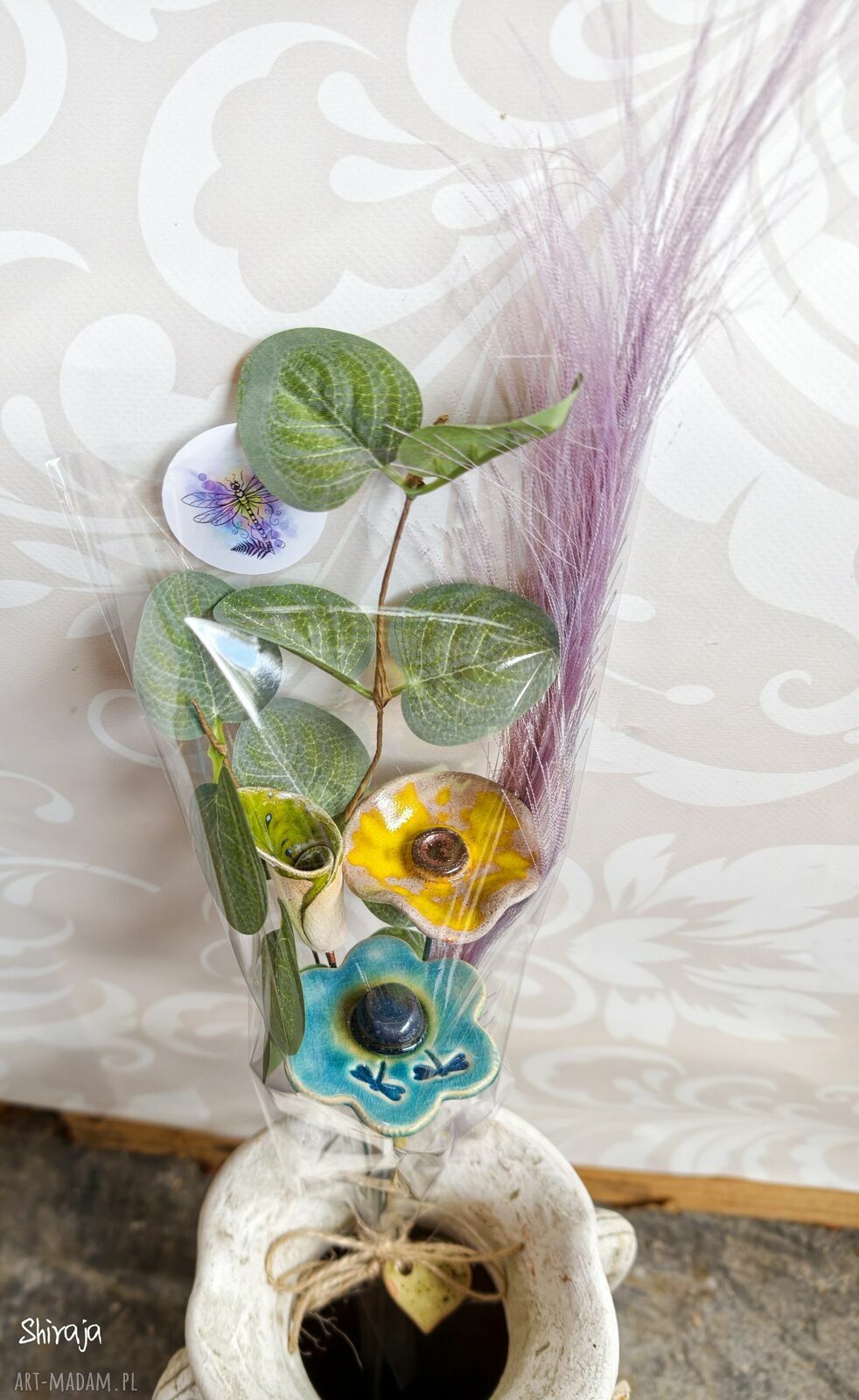 Bukiet ceramicznych kwiatów handmade B7