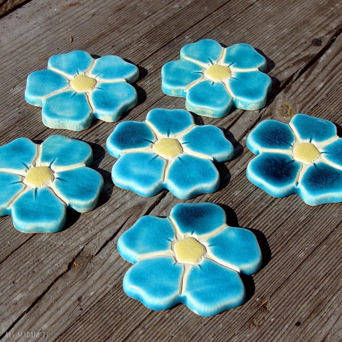 Bukiet niezapominajek - ceramiczne magnesy na lodówkę