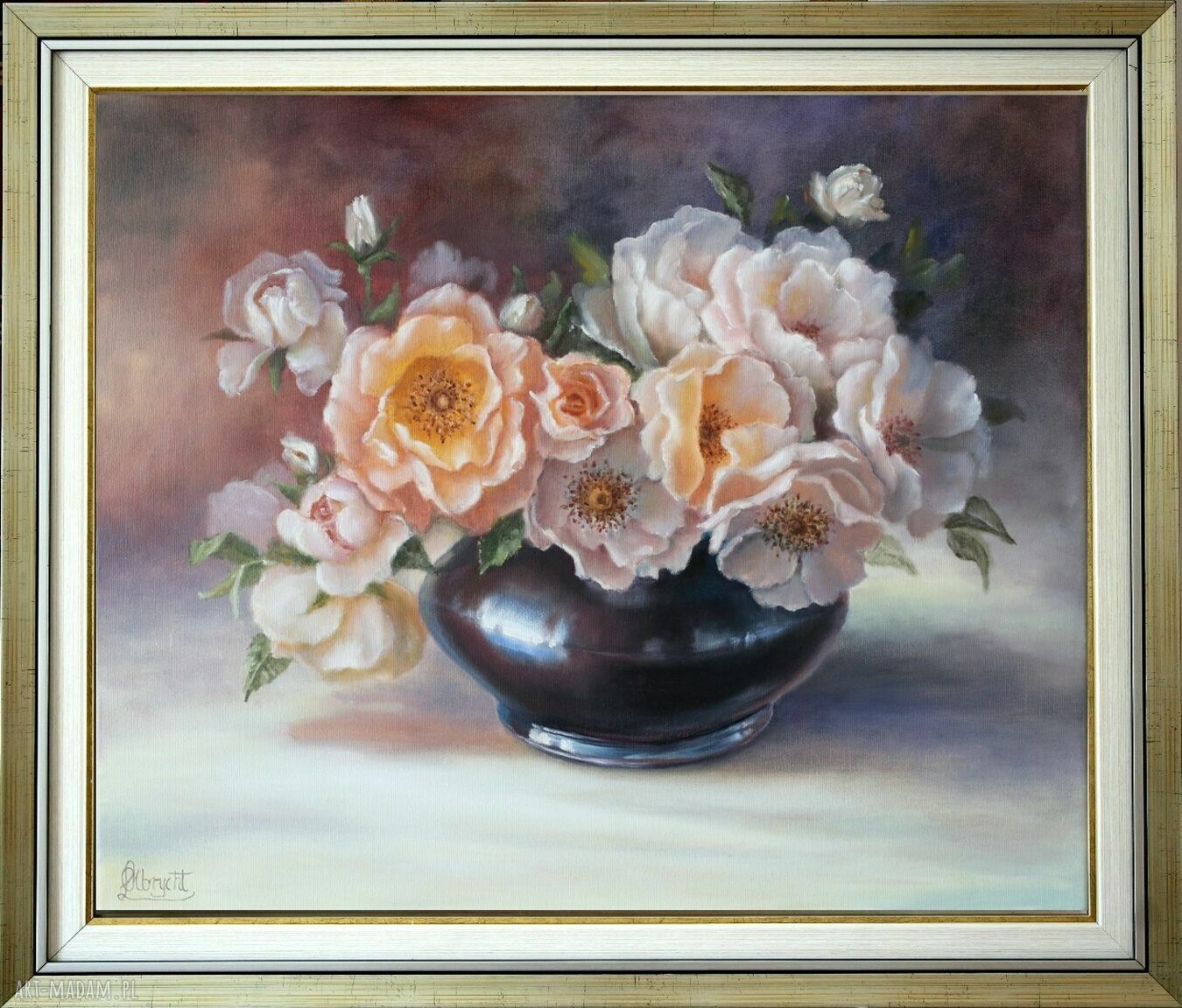 Bukiet róż - ręcznie malowany obraz olejny (50x60 cm)