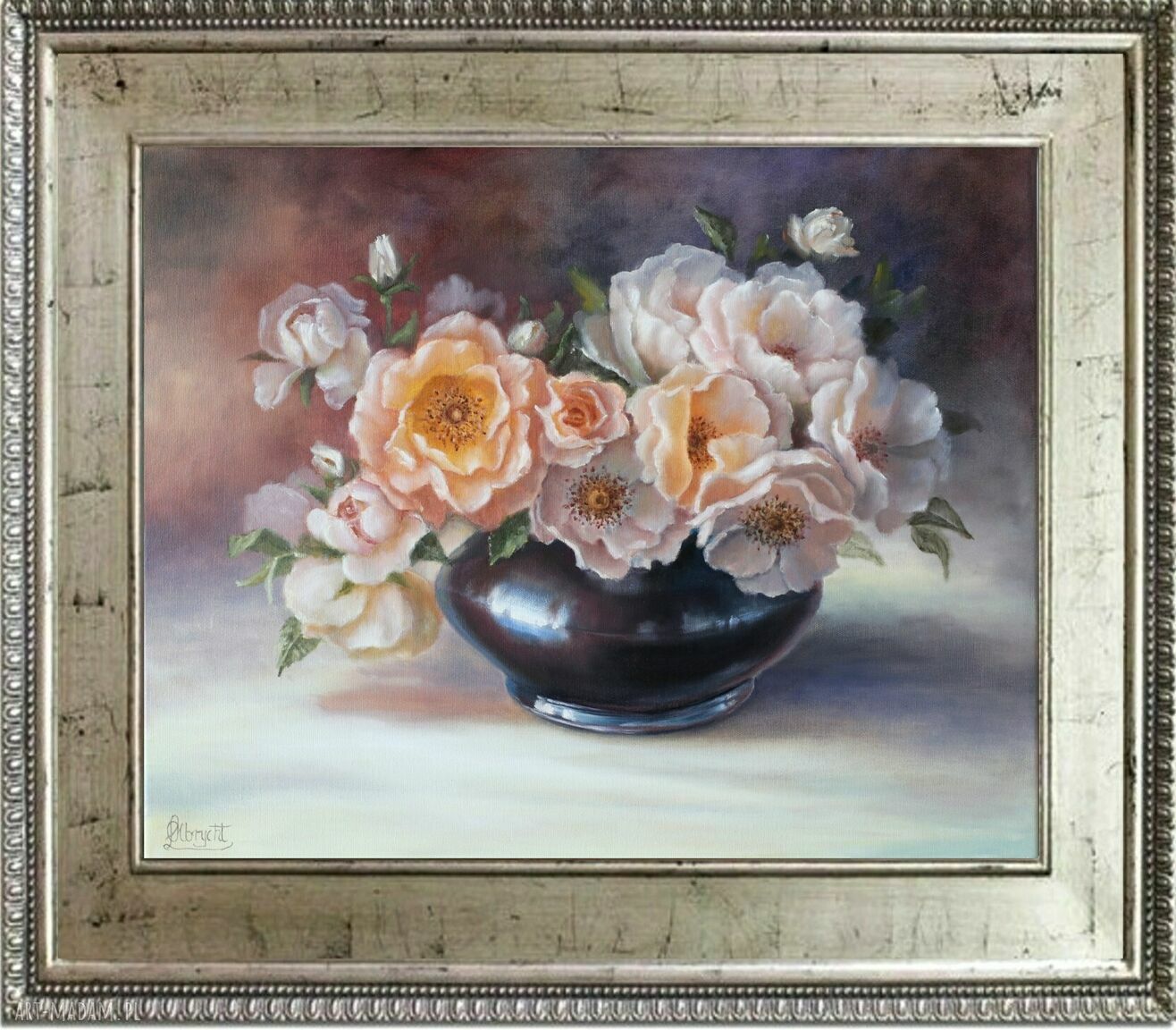 Bukiet róż - ręcznie malowany obraz olejny (50x60 cm)