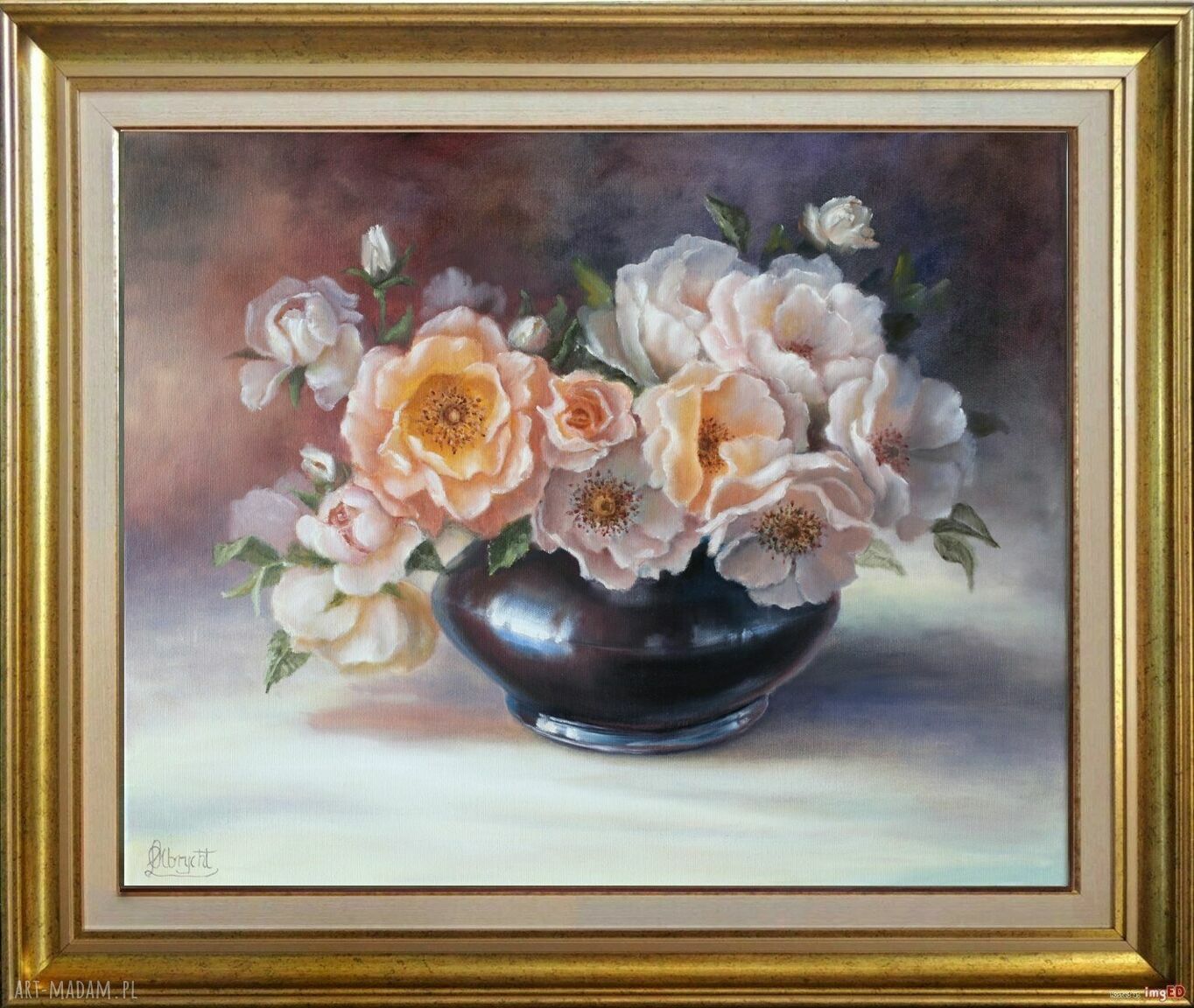 Bukiet róż - ręcznie malowany obraz olejny (50x60 cm)