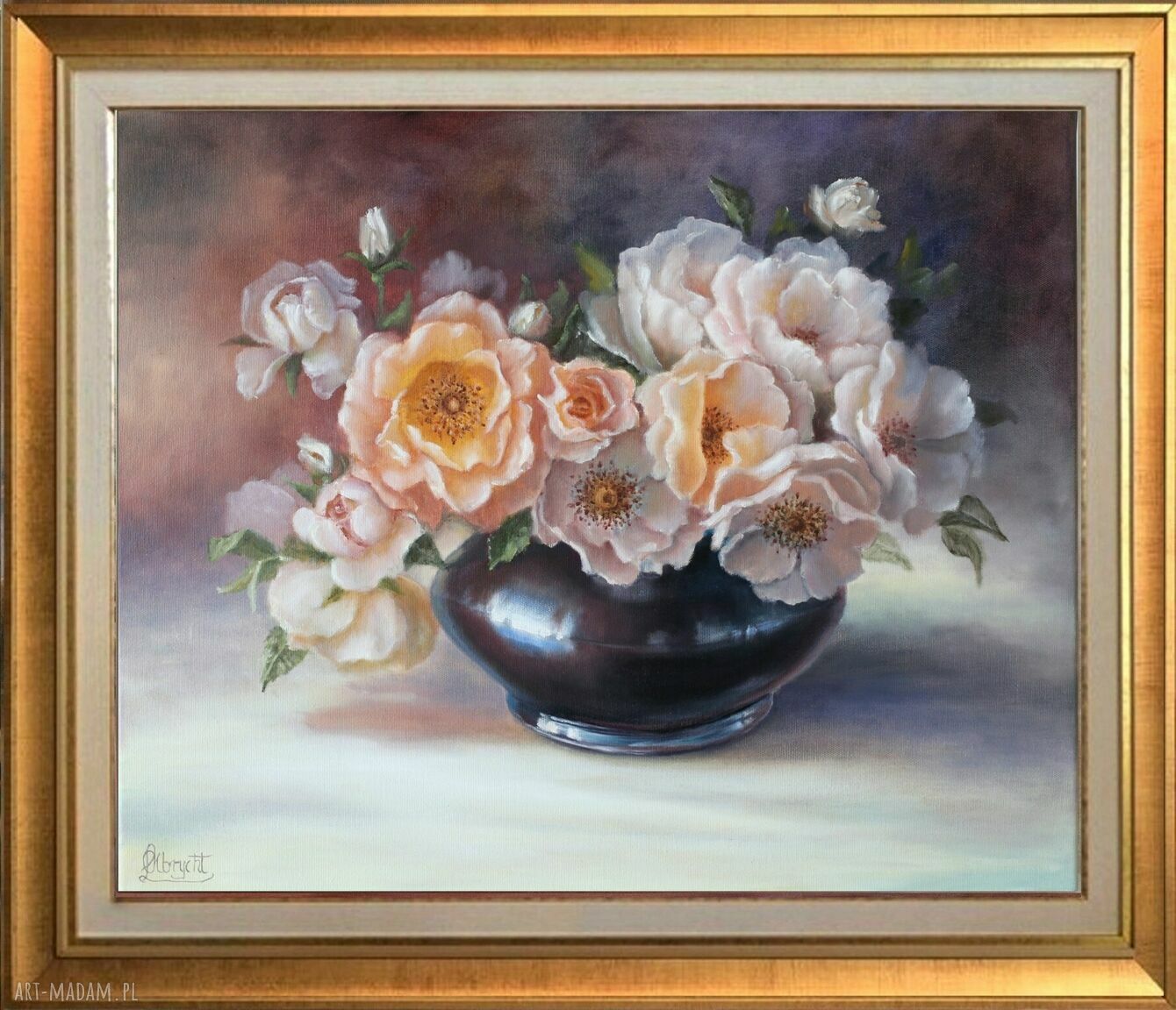 Bukiet róż - ręcznie malowany obraz olejny (50x60 cm)