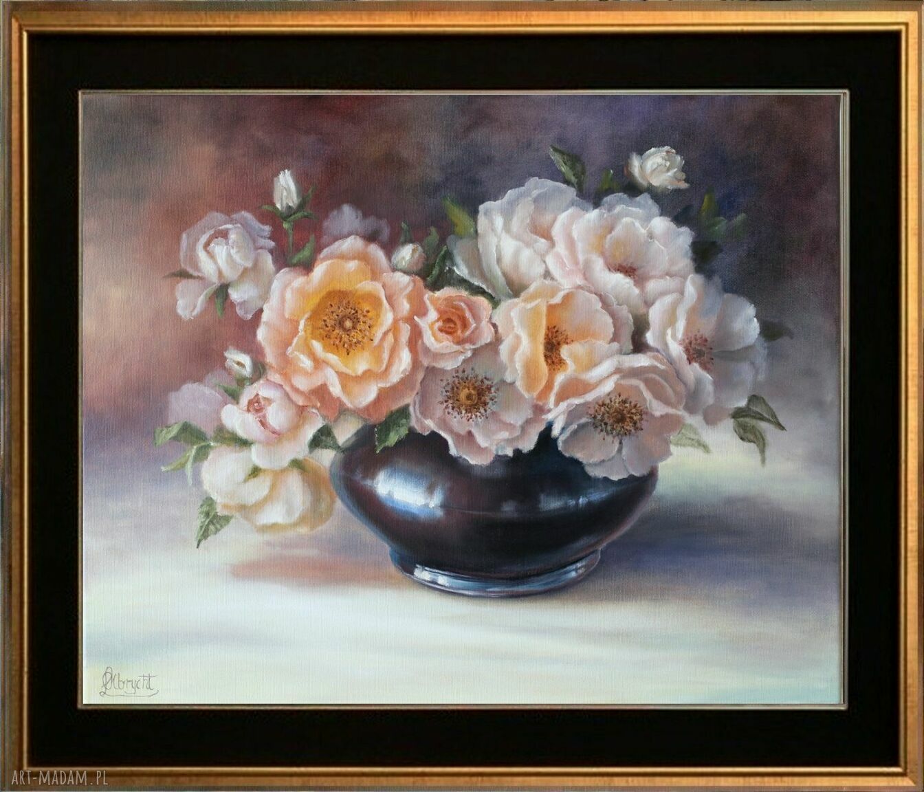 Bukiet róż - ręcznie malowany obraz olejny (50x60 cm)