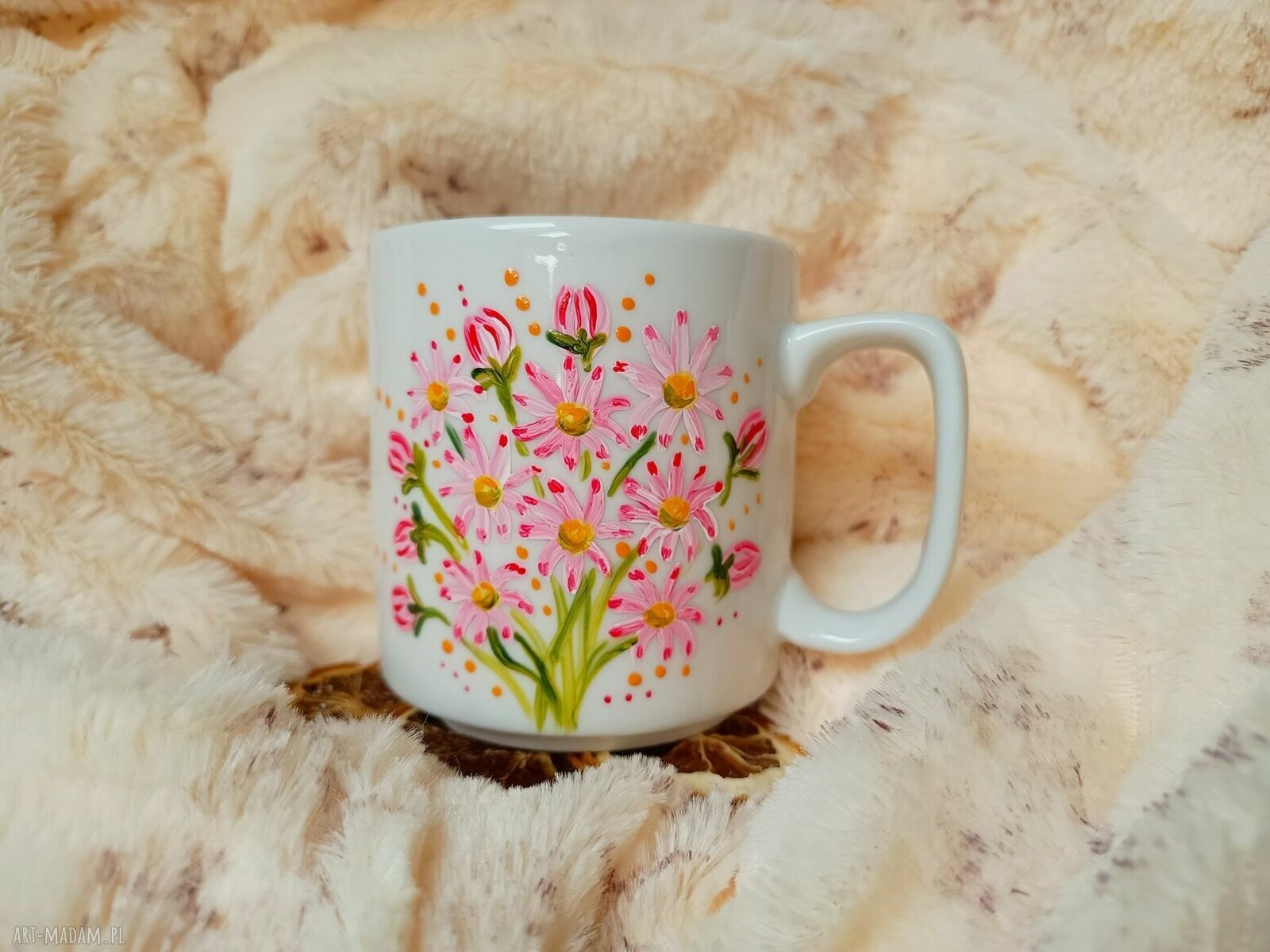 Bukiet stokrotek - ręcznie malowany kubek 270 ml z porcelany