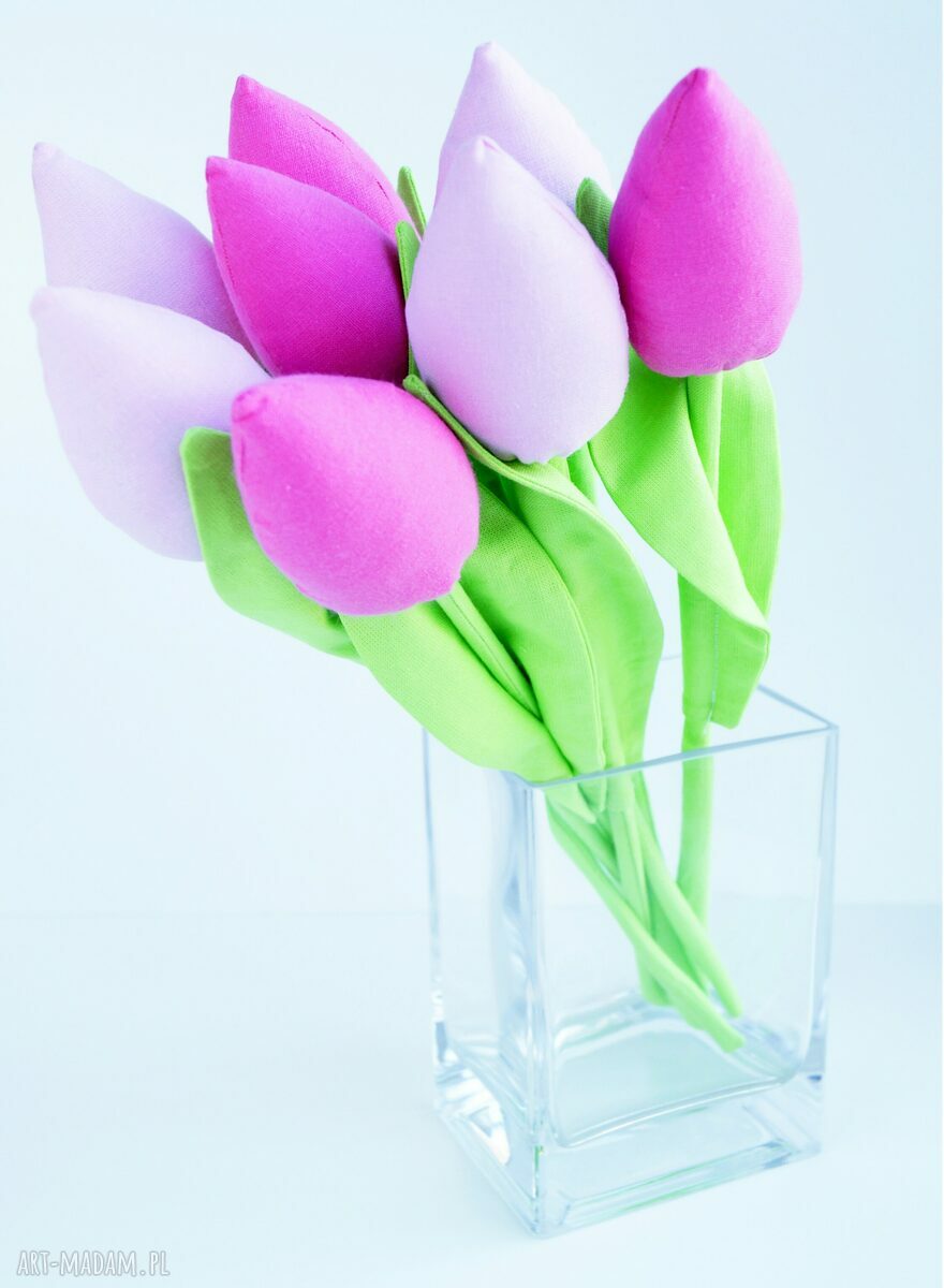 święta prezenty: TULIPANY BAWEŁNIANE DEKORACJA 8 SZT. ręcznie zrobione