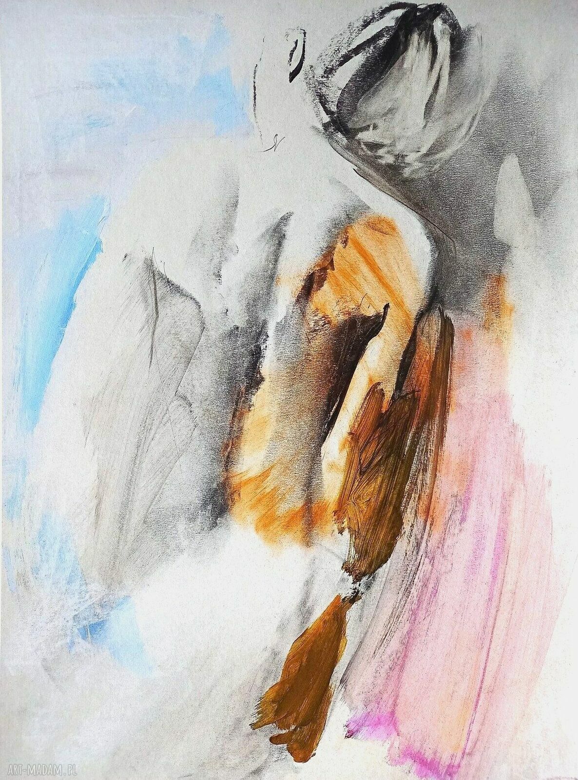 Burnt Orange 50x70 - kobieca inkografia do salonu