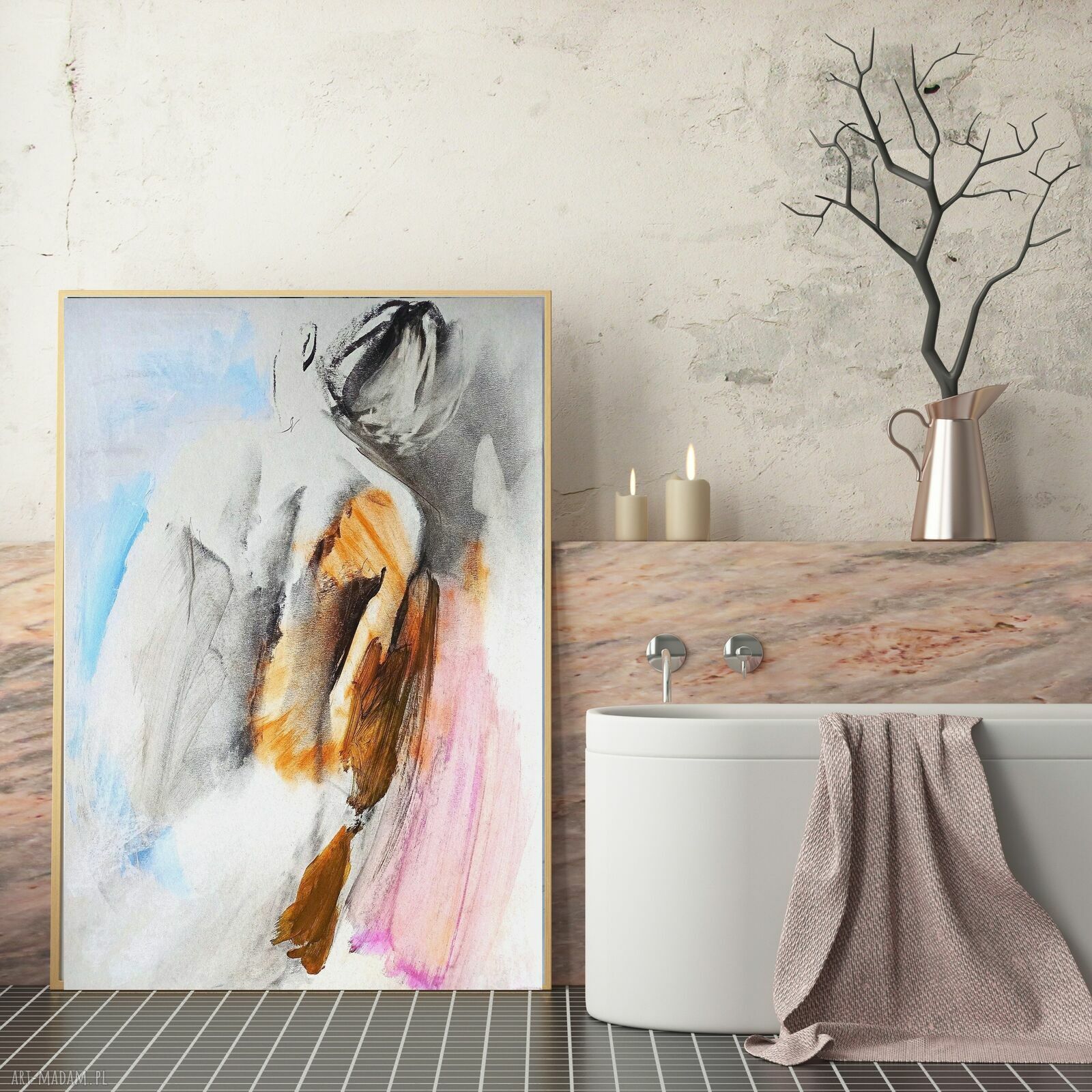 Burnt Orange 50x70 - kobieca inkografia do salonu