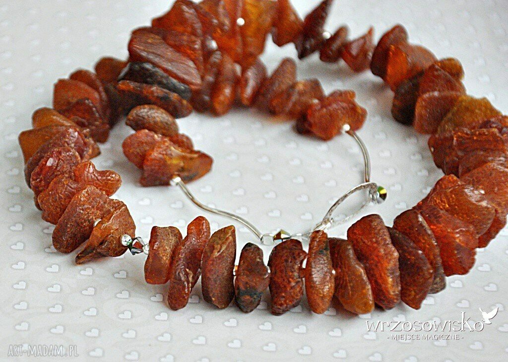Bursztyn i Swarovski hand made