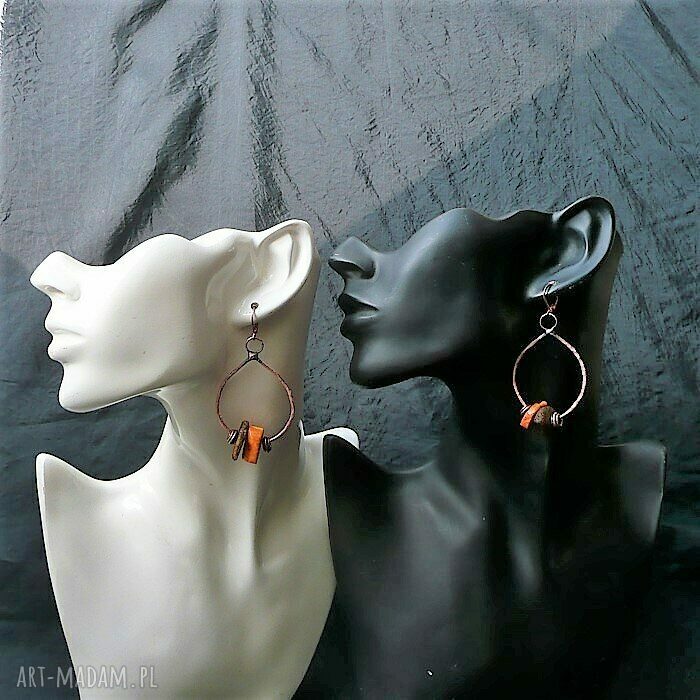 Bursztyn inaczej - designerskie kolczyki handmade z bursztynu bałtyckiego i miedzią (Tiffany)