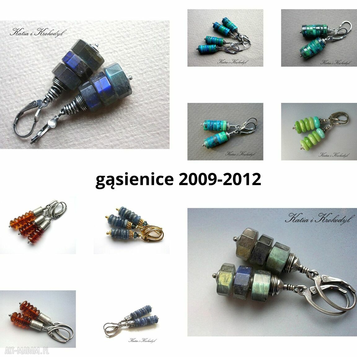 kolczyki: Bursztynowe gąsienice vol. 2 kolczyki ręcznie robione