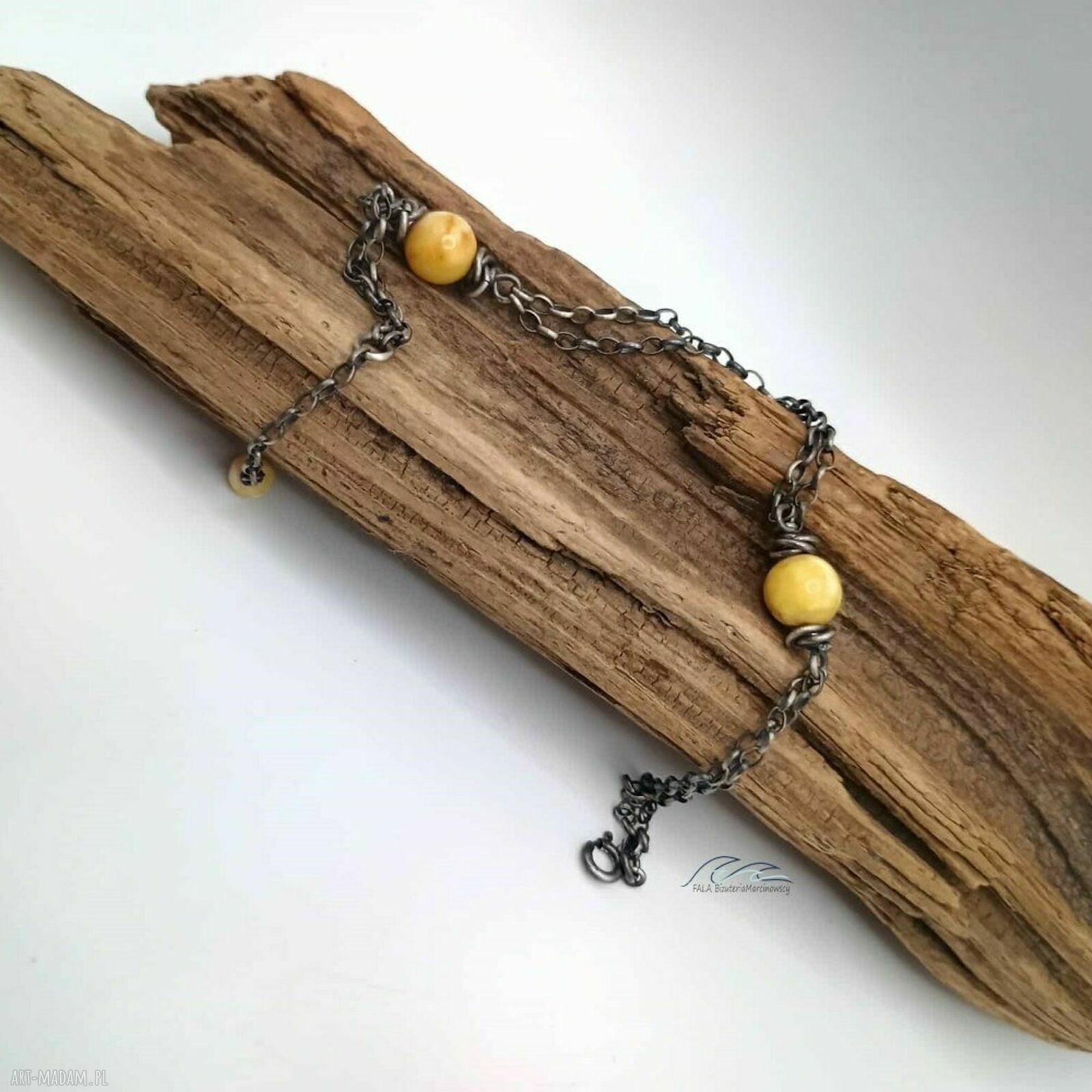 Bursztynowe Trio - bransoletka z bursztynem i srebrem 925
