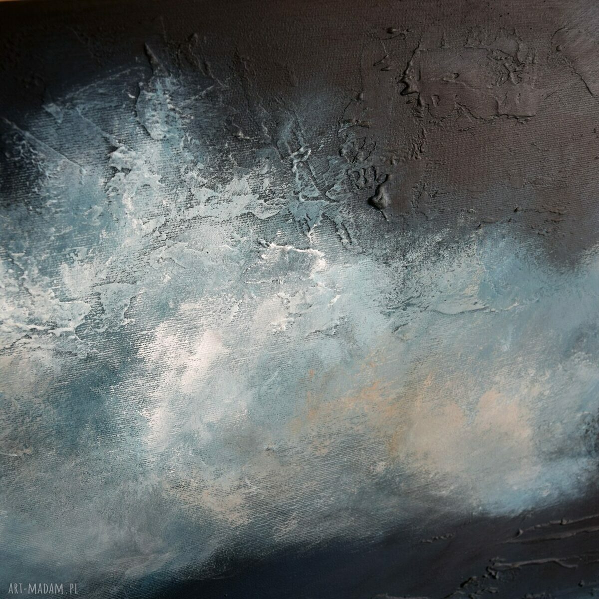 Burzowe niebo - nowoczesny pejzaż morski, obraz abstrakcyjny ręcznie malowany 120x60 cm