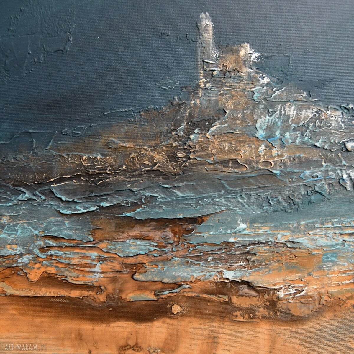 Burzowe niebo - nowoczesny pejzaż morski, obraz abstrakcyjny ręcznie malowany 120x60 cm