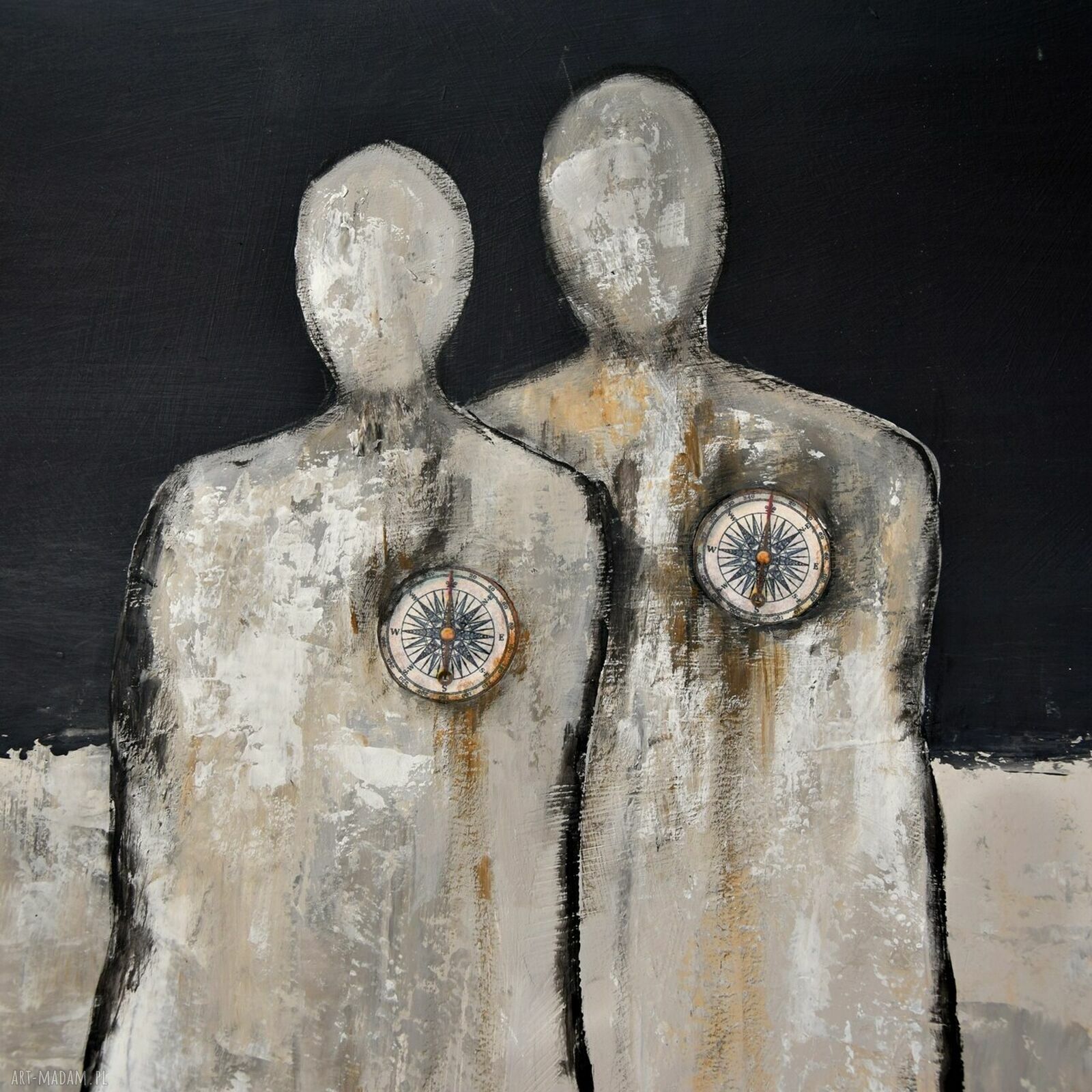 Busola ma, postacie - nowoczesny obraz ręcznie malowany 50x70