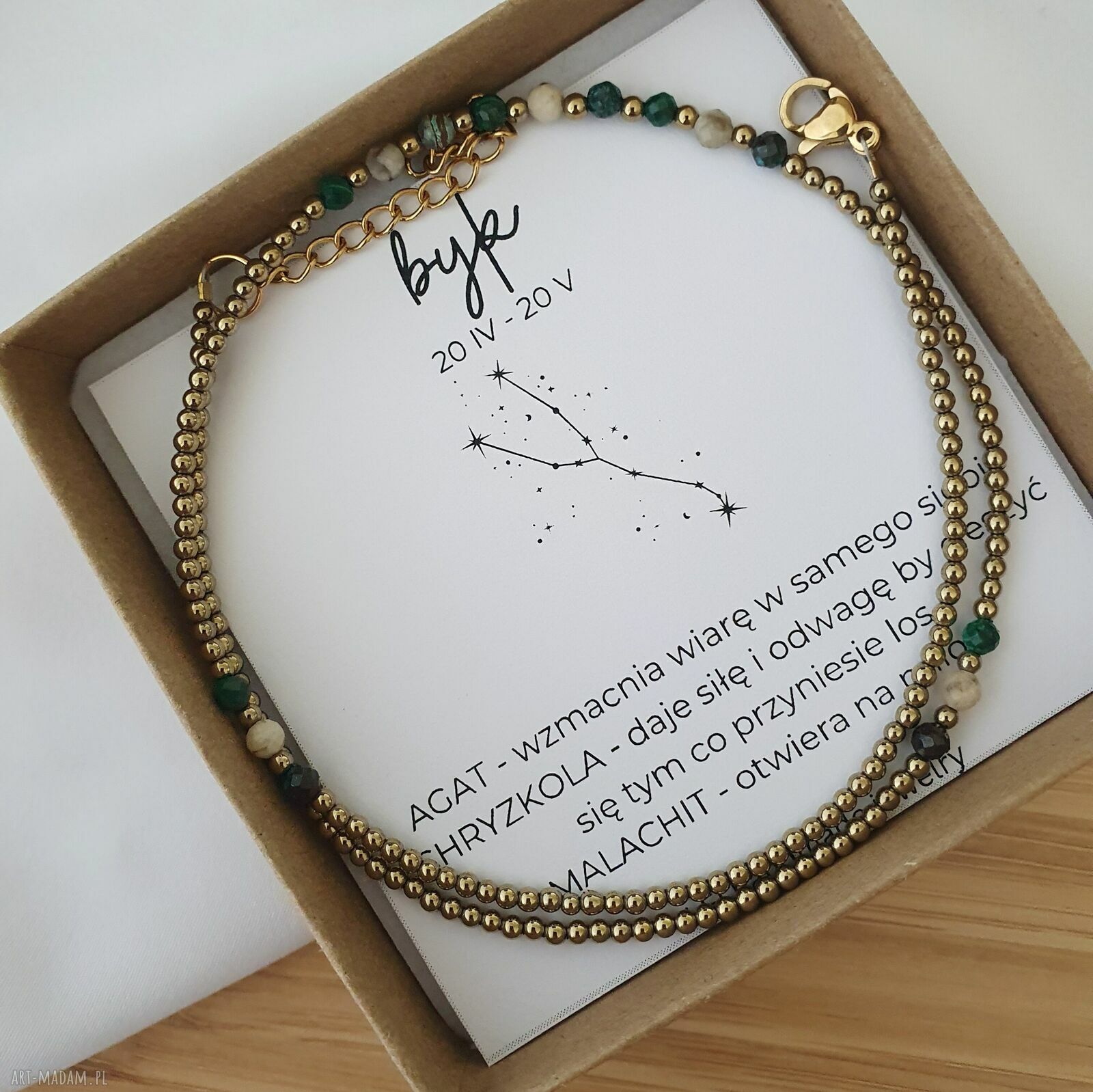 Naszyjnik BYK dla znaku zodiaku - choker z kamieni naturalnych