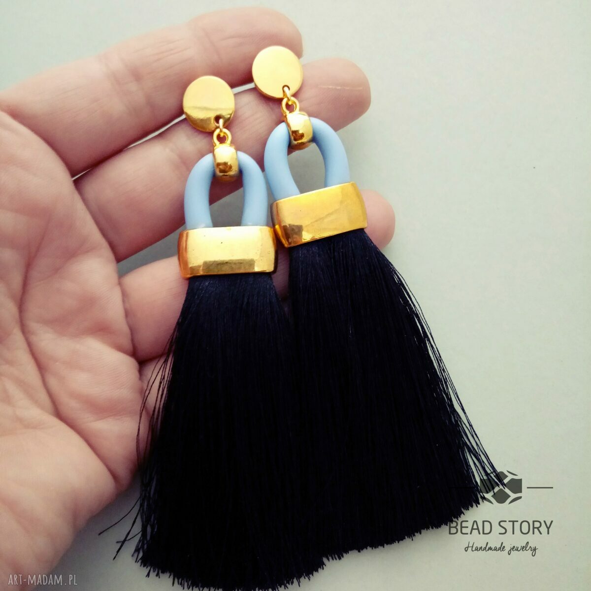 Cadenas d'or - kolczyki sztyfty z chwostem, 10 cm, lekkie i eleganckie