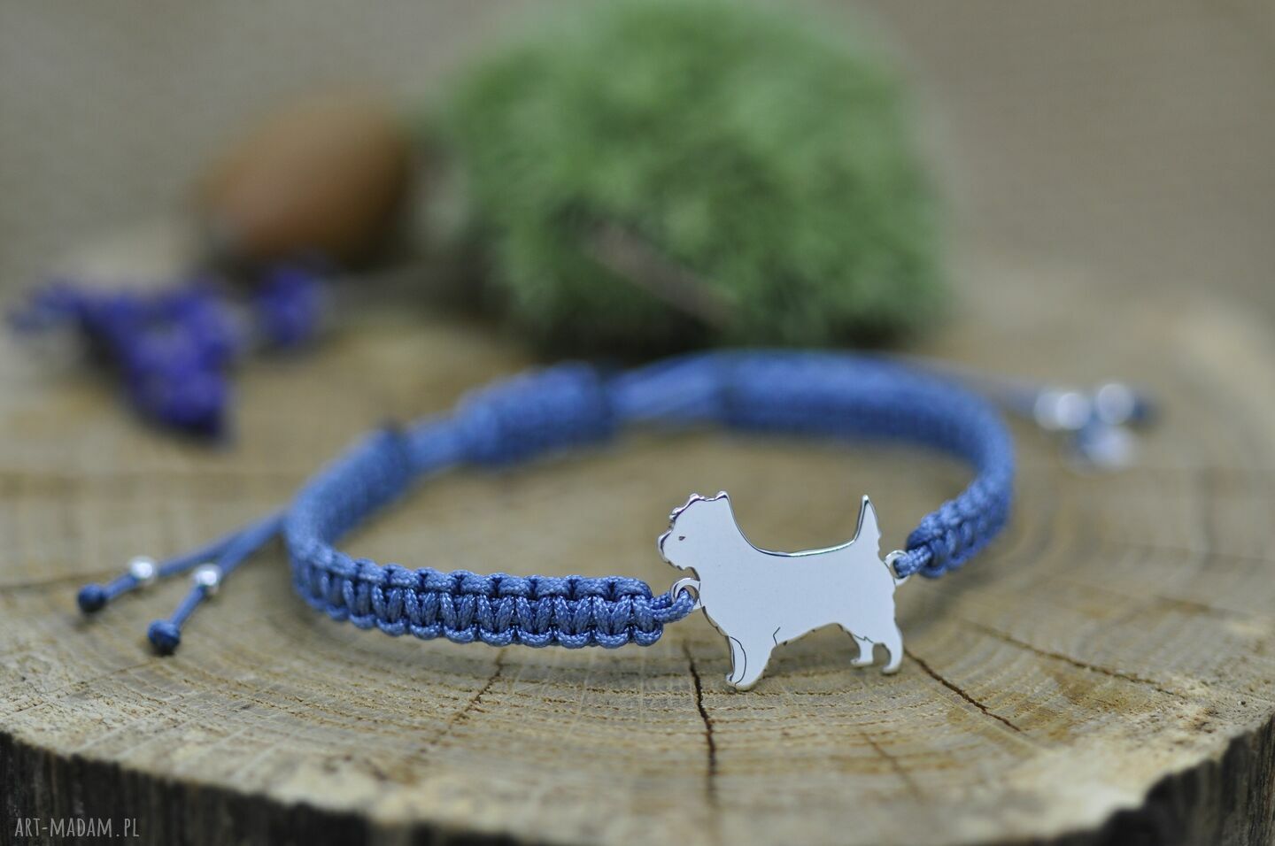 Cairn terrier - bransoletka z psem ze srebra 925 na szczęście