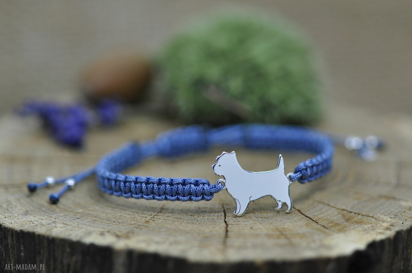 Cairn terrier - bransoletka z psem ze srebra 925 na szczęście