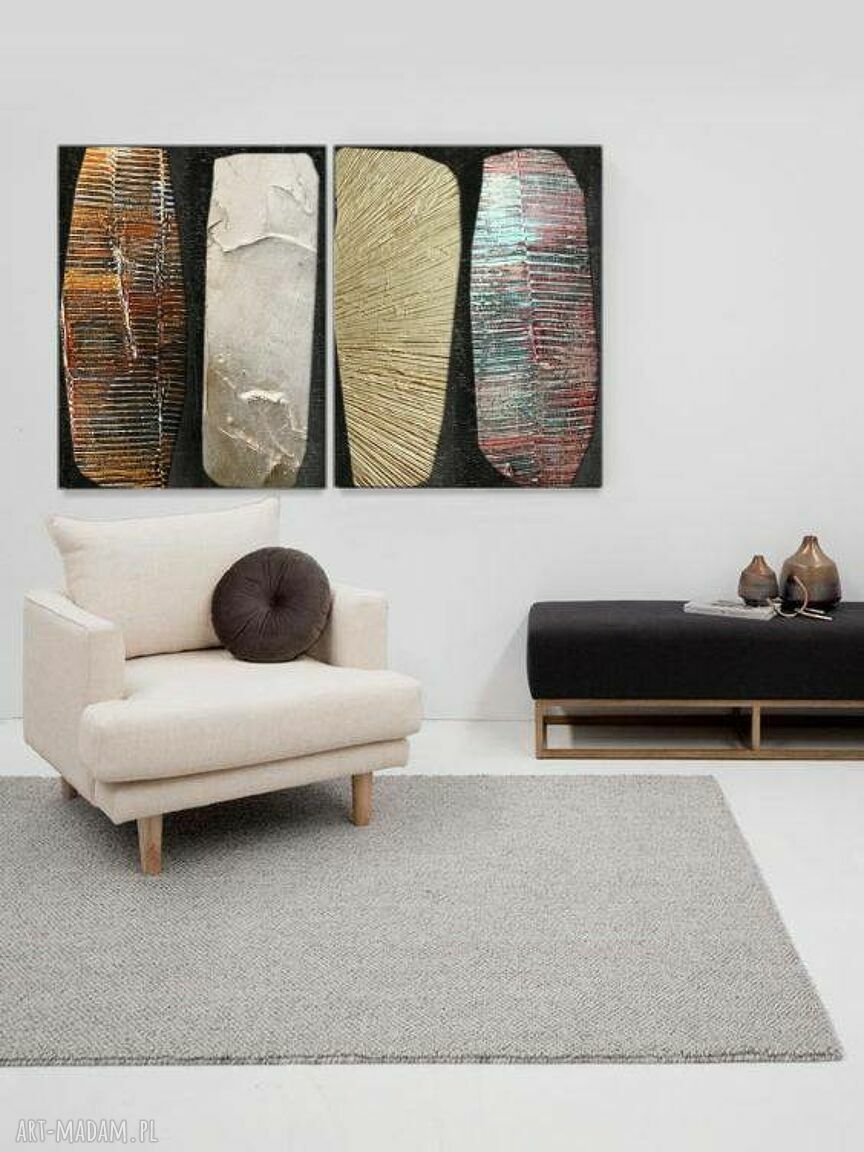 Callanno - duży dyptyk 2 obrazów strukturalnych na płótnie 70x100 cm