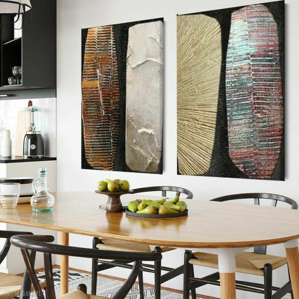 Callanno - duży dyptyk 2 obrazów strukturalnych na płótnie 70x100 cm