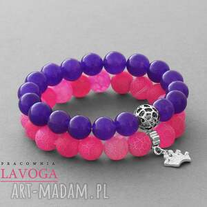 candy pink agate & violet jade set