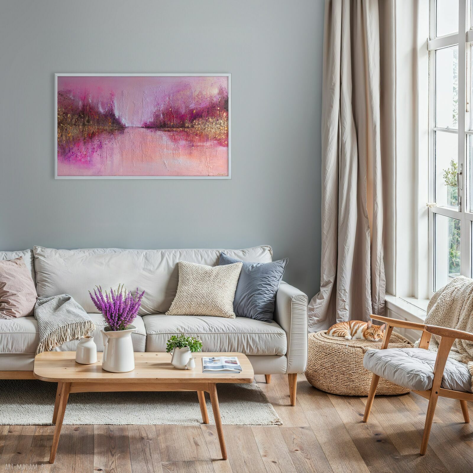 Candy Sky - obraz strukturalny do sypialni ze złotem i miedzią (120x70 cm)