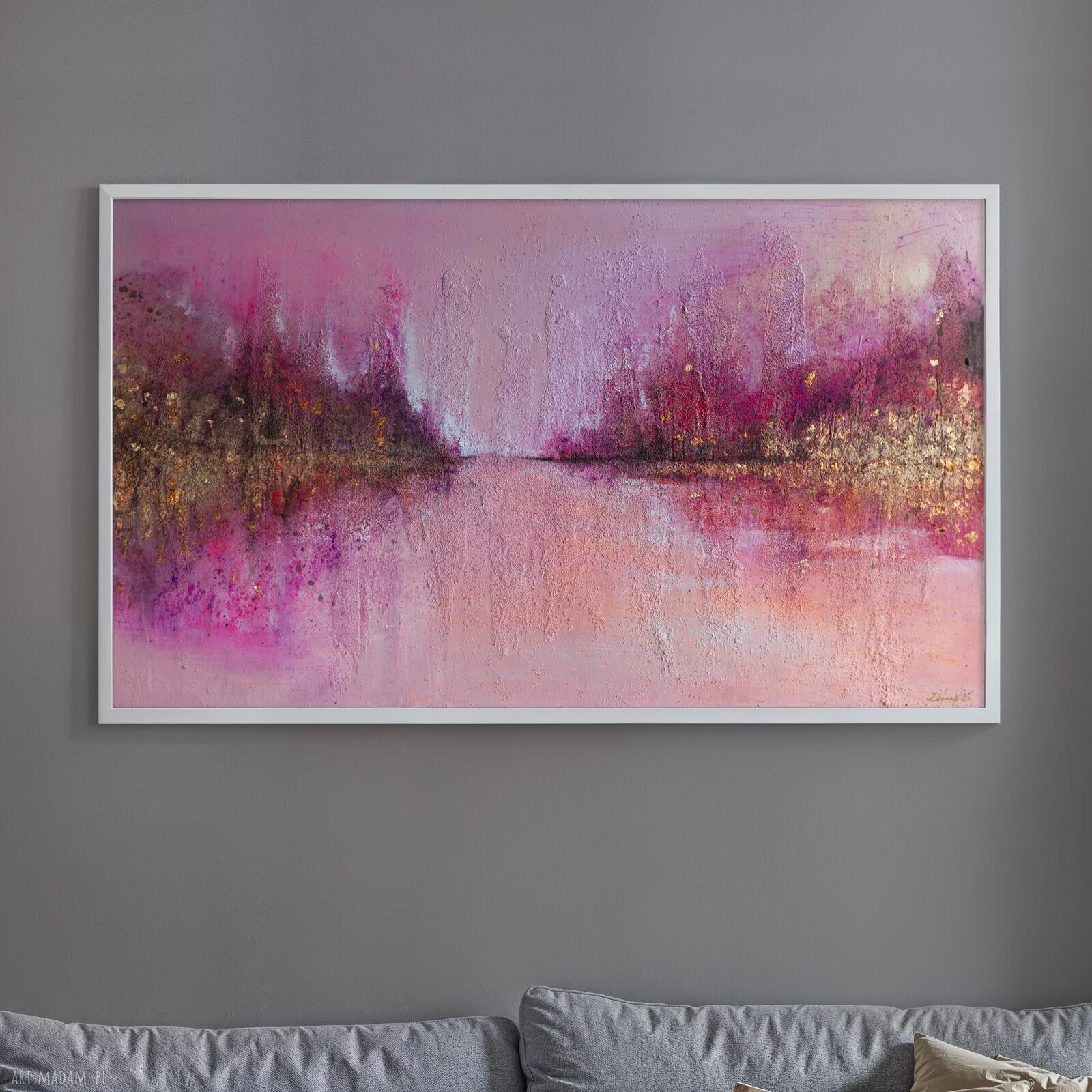 Candy Sky - obraz strukturalny do sypialni ze złotem i miedzią 120x70 cm