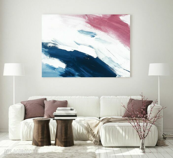 Obraz na płótnie 50x70 cm z abstrakcją blue-bordo - gotowy do zawieszenia