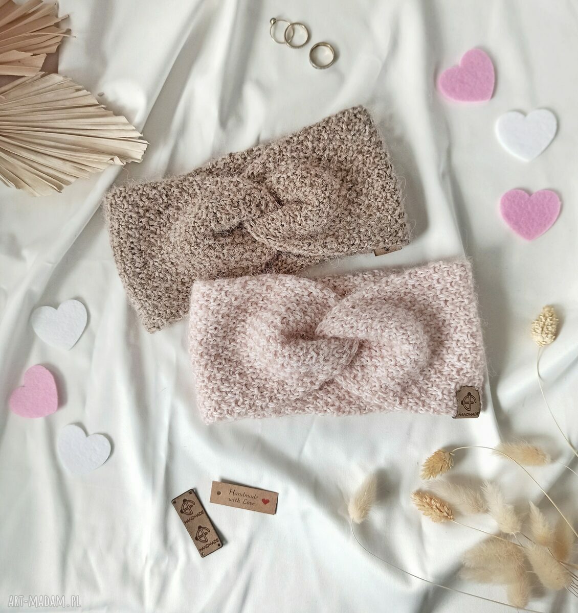 Opaska cappuccino z Baby Alpaki i merino - ciepła i miękka na wiosnę